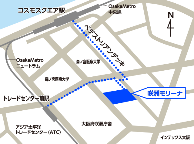 コスモスクエア駅から会場までの地図